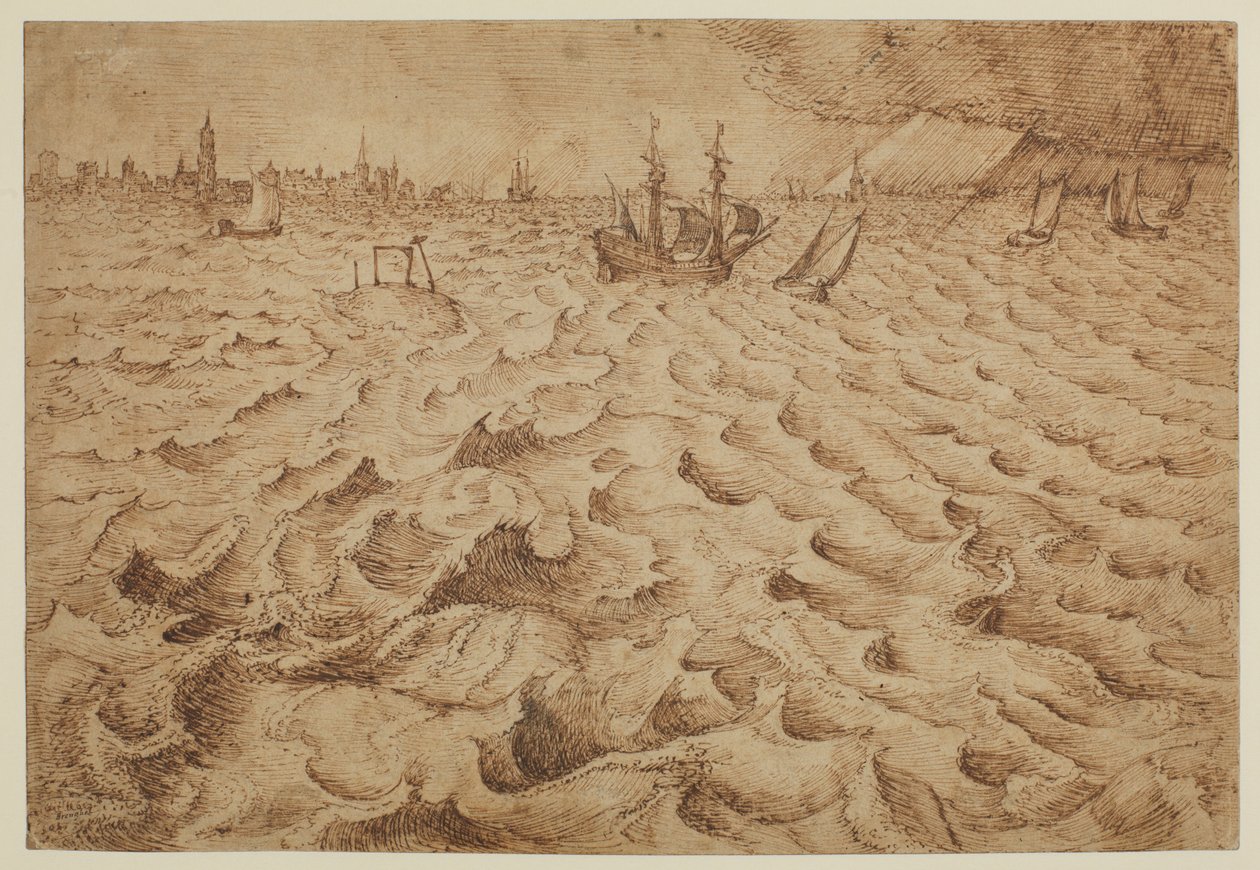 En storm på elven Schelde med utsikt over Antwerpen, 1562 - 1563 av Pieter Bruegel the Elder