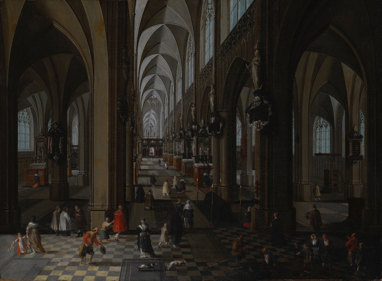 Interiør i Antwerpen katedral, 1651 av Pieter the Elder Neeffs