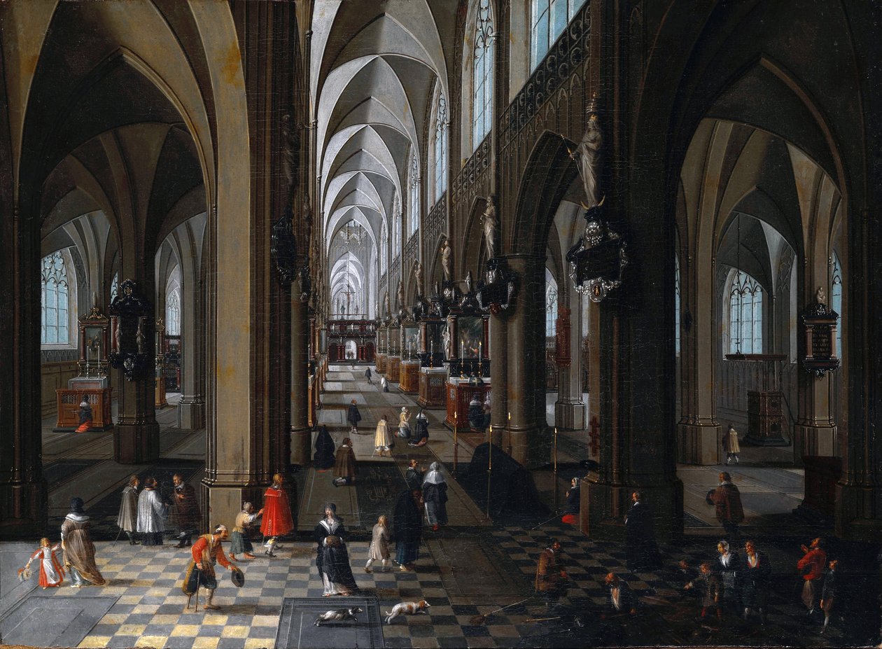""Innvendig utsikt over katedralen i Antwerpen"" Maleri av Pieter Neefs den eldste (eller den eldste) (1578-1661) 1651 Indianapolis kunstmuseum Indiana USA av Pieter the Elder Neefs