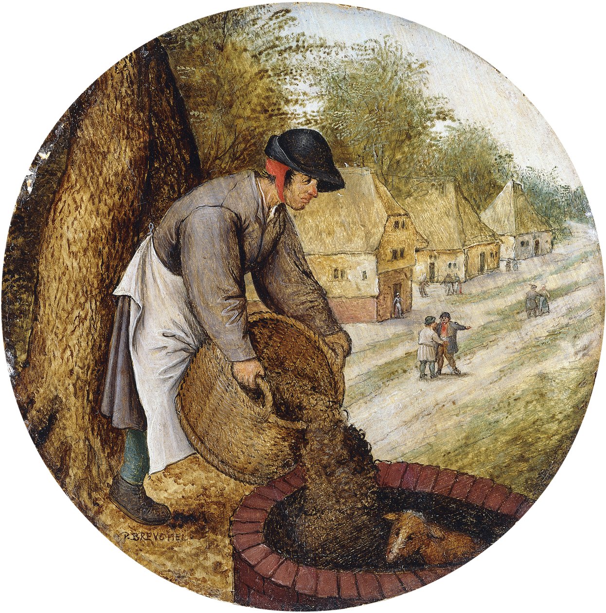Et ordtak - Å fylle opp brønnen etter at kalven har druknet, av Pieter Brueghel the Younger