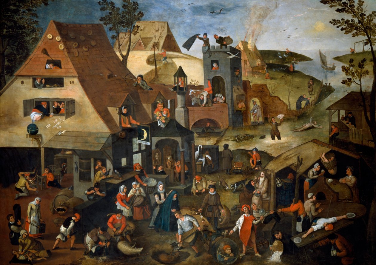 Nederlandske Ordspråk, ca. 1559 (olje på panel) av Pieter the Younger Brueghel