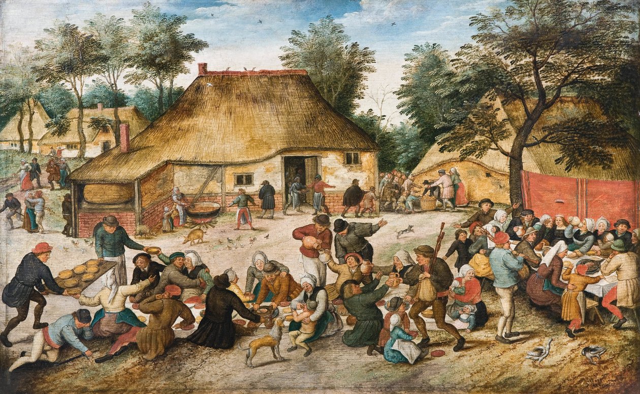 Bondebryllupet - Maleri av Pieter Brueghel, den yngre (1564-1638) - Olje på tre - 43x68 - Hallwylska Museet, Stockholm av Pieter the Younger Brueghel
