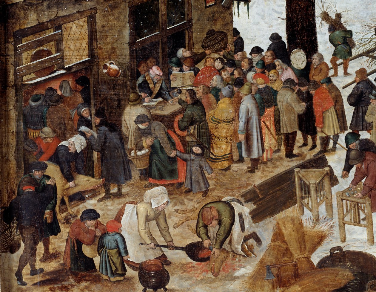 Betalingen av kronen eller deombrementet har Bethlehem Detail. Maleri av Pieter le Jeune dit Brueghel d