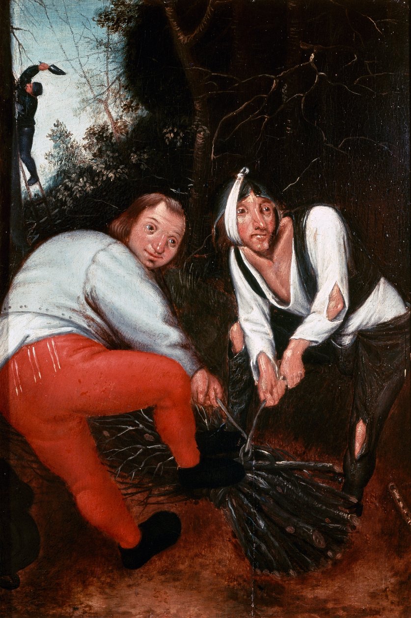 To bønder som binder grener (olje på panel) av Pieter the Younger Brueghel