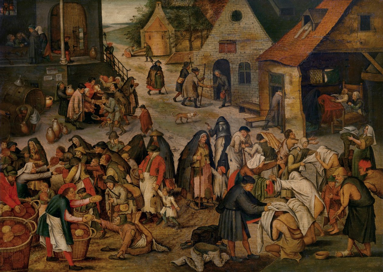 Works of Mercy (olje på panel) av Pieter the Younger Brueghel