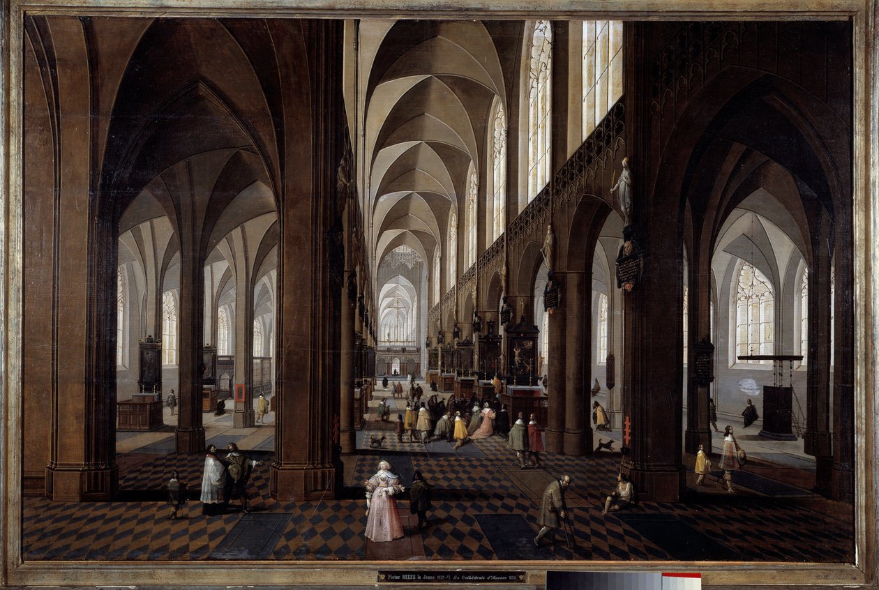 Innvendig utsikt over katedralen i Antwerpen Maleri av Pieter Neefs the Jeune (1620-1675) av Pieter the Younger Neefs