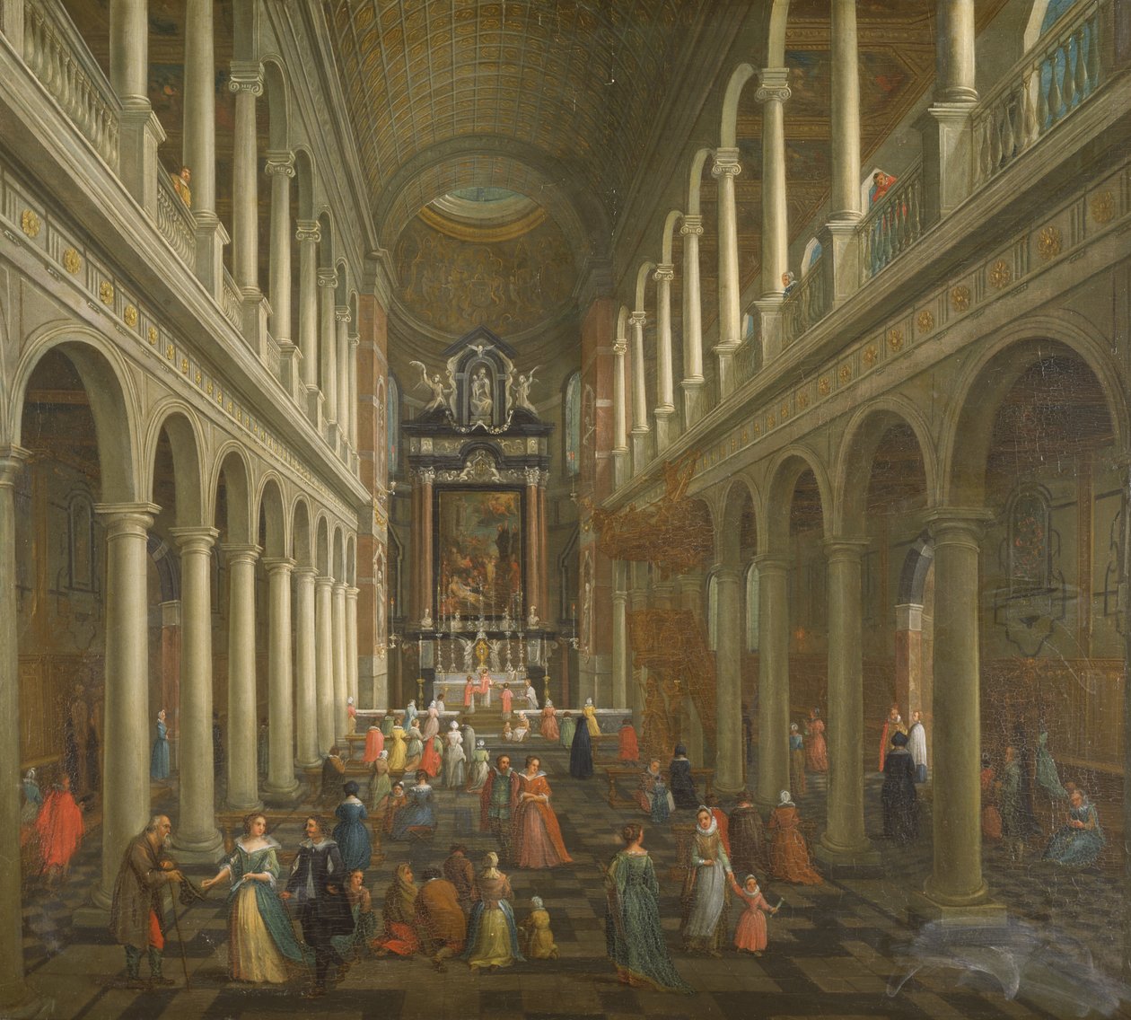 Interiøret i jesuittkirken, Antwerpen (olje på lerret) av Pieter the Younger Neefs
