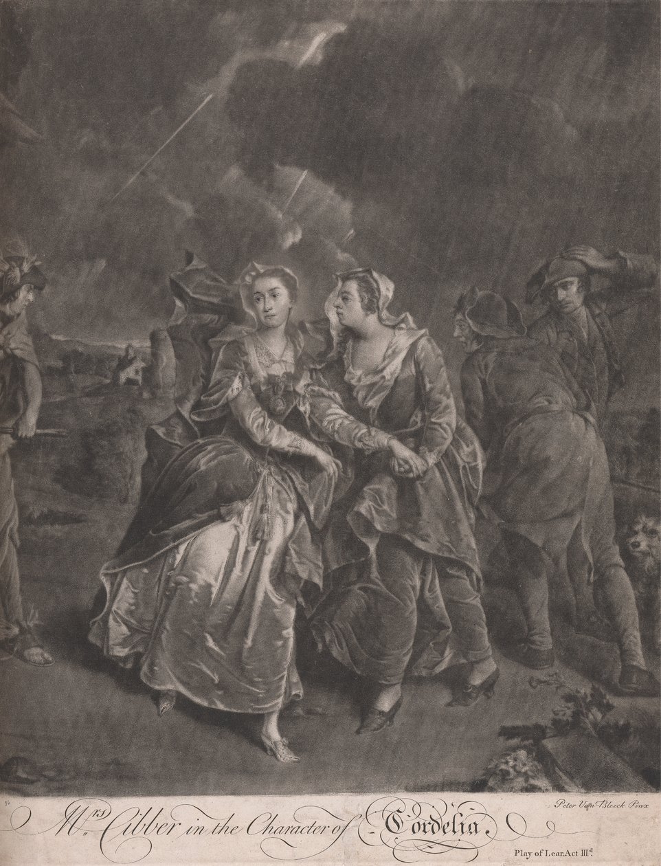 Mrs. Cibber i Character of Cordelia in Play of King Lear, akt III av Pieter van Bleeck