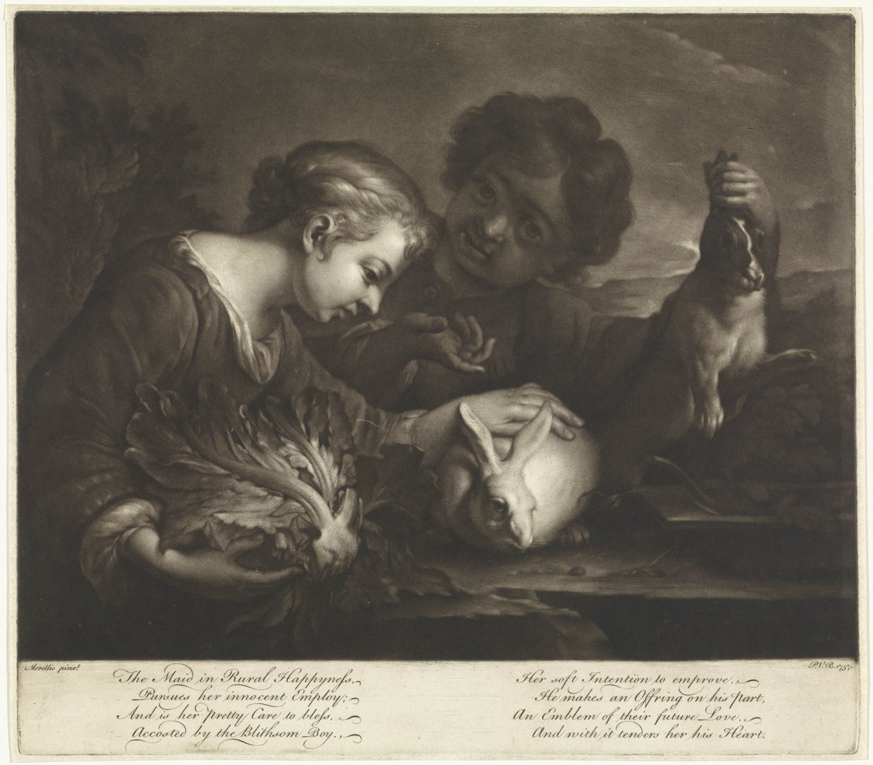 To barn med kaniner av Pieter van Bleeck