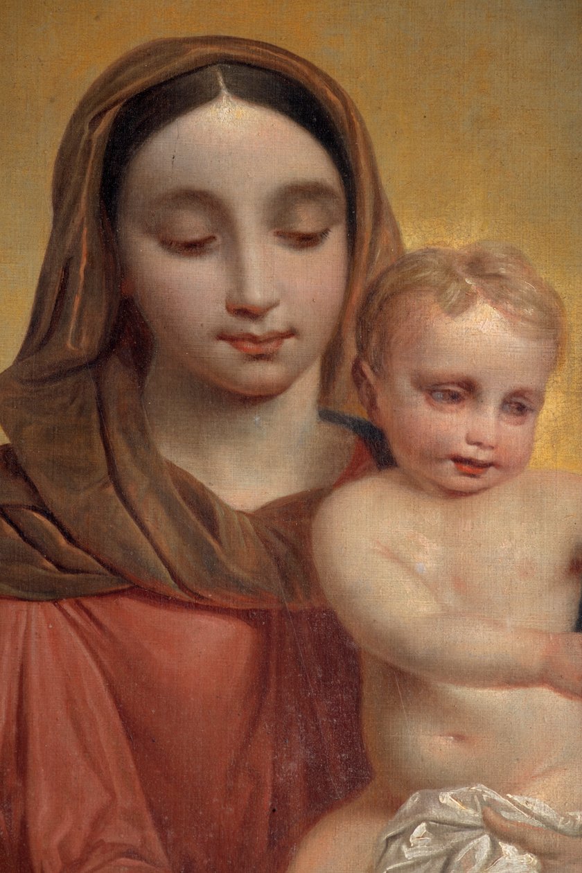 Innefra, maleri "Vår Frue med barn med rosenkrans", altertavle på hovedalteret av P. Van Hanselaere av Pieter van Hanselaere