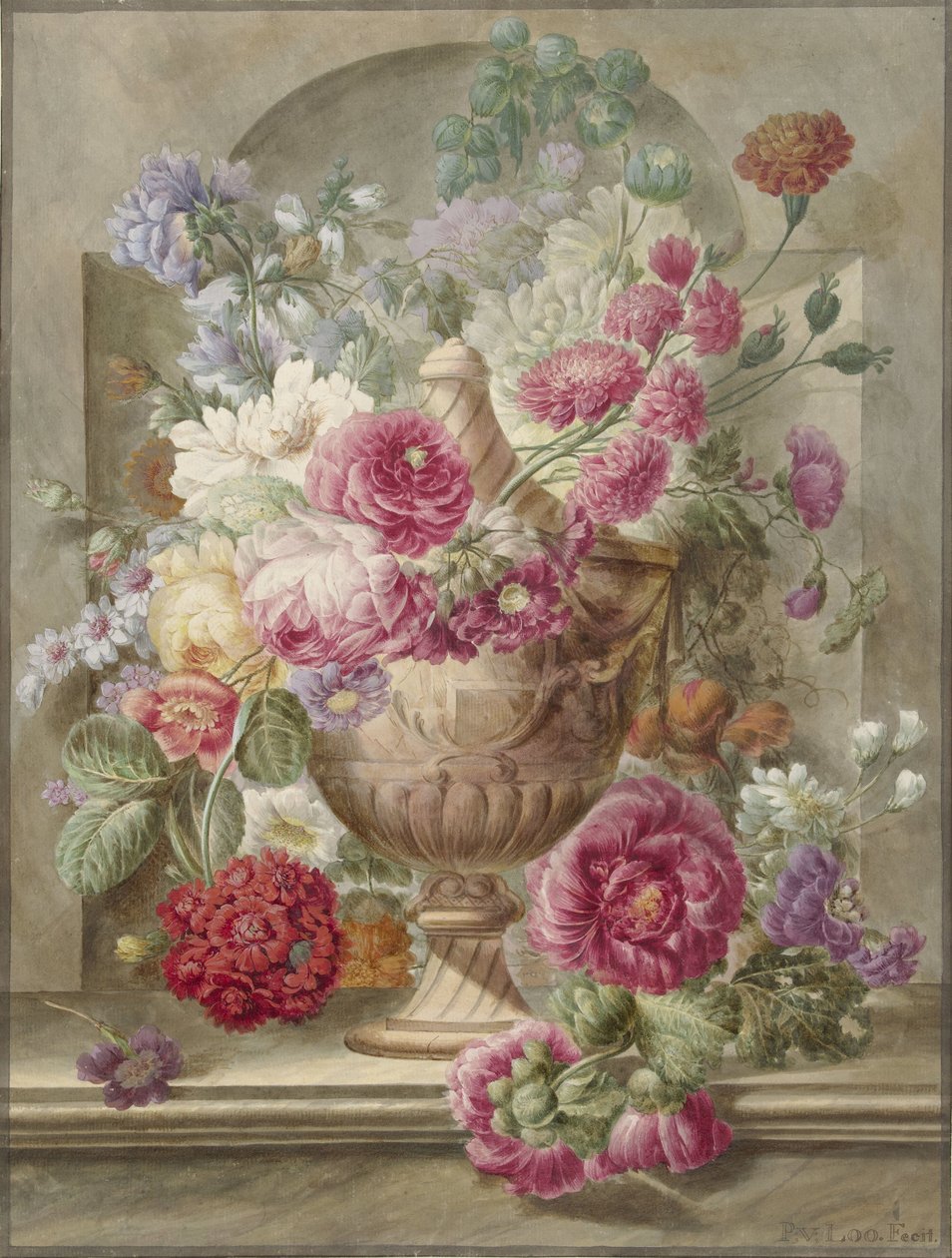 Vase med blomster av Pieter van Loo