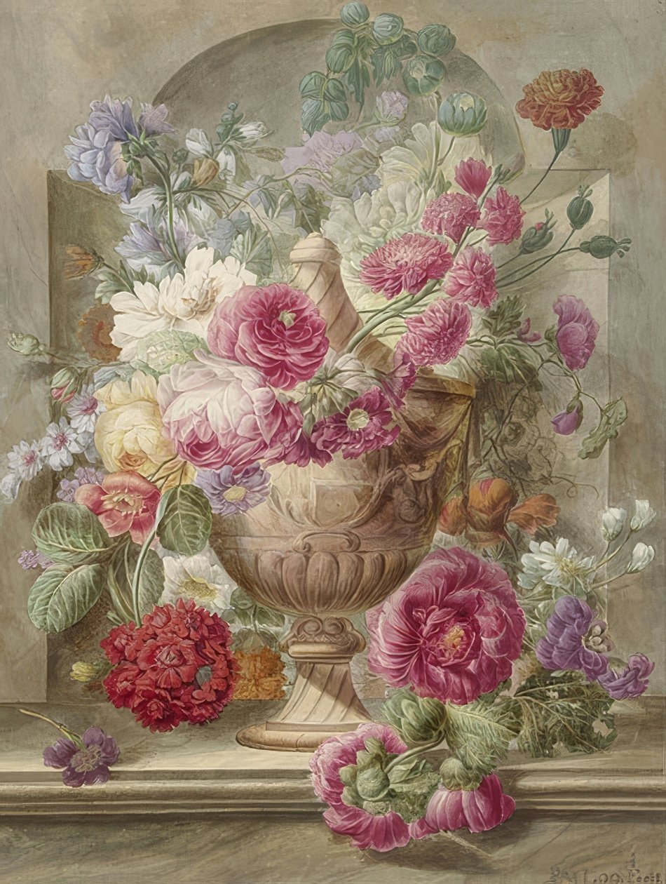 Vase med blomster av Pieter van Loo