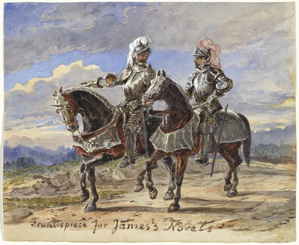 To riddere til hest i et landskap av Pieter van Loon