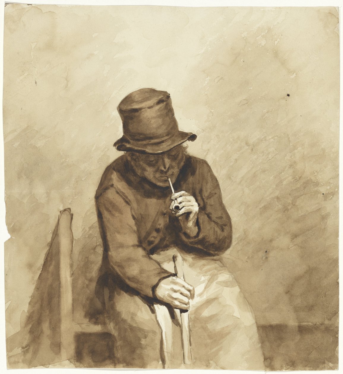 Sittende røykende mann av Pieter van Loon