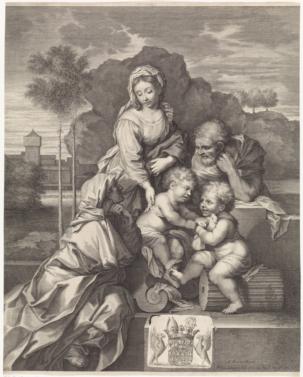 Hellig familie med Elizabeth og døperen Johannes av Pieter van Schuppen