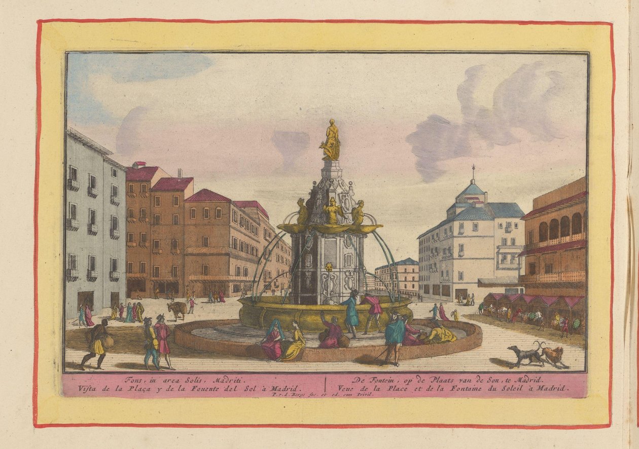 Fontene på Plaza Puerta del Sol i Madrid Fontenen, på sønnens sted, i Madrid (tittel på objekt) Theatrum Hispaniae (...) (serietittel) av Pieter van den Berge