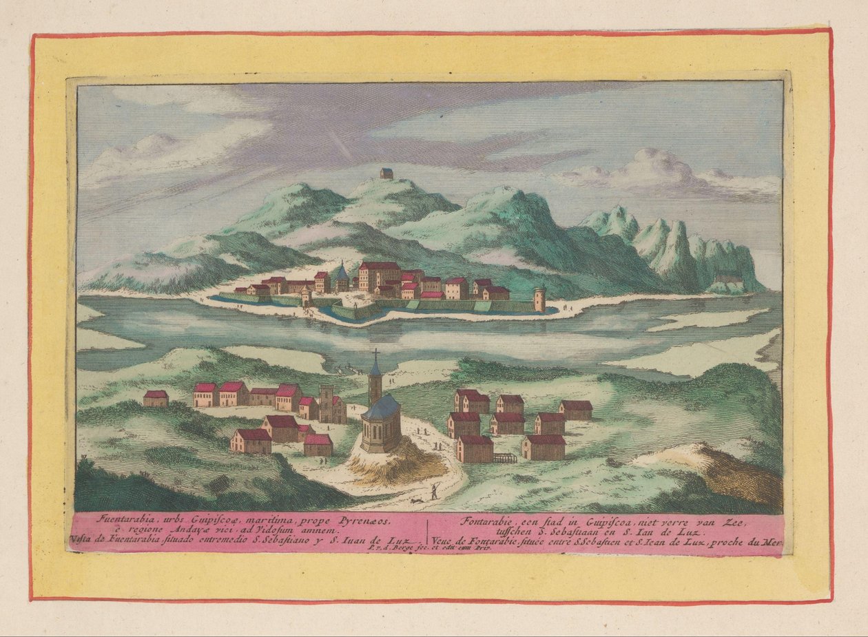 Utsikt over Fuenterrabia Fontarabie, en by i Guipiscoa, ikke langt fra havet, mellom S. Sebastian og S. Ian de Luz (...) (tittel på objekt) Theatrum Hispaniae (...) (serietittel) av Pieter van den Berge