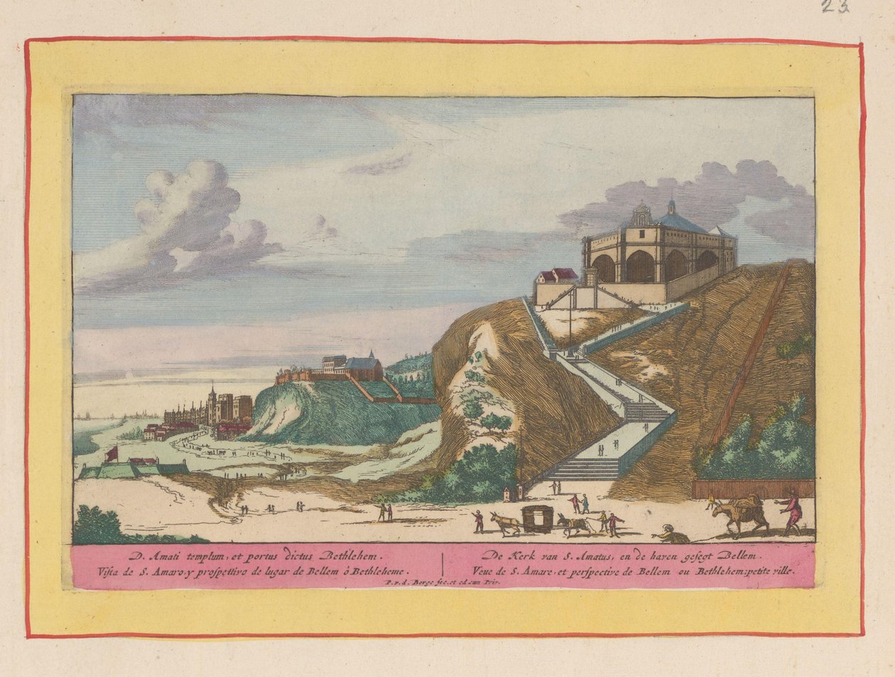 Utsikt over Santo Amaro-kirken nær Lisboa Kirken S. Amatus, og havnen segt Bellem (tittel på objekt) Theatrum Hispaniae (...) (serietittel) av Pieter van den Berge