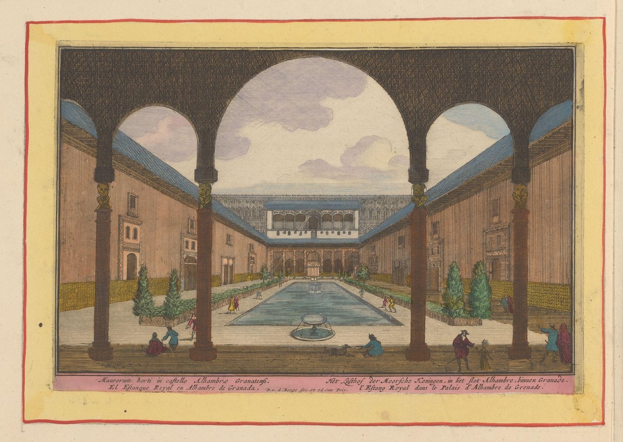 Retten i Alhambra i Granada The Court of Delight of the Moorish Kings, i slottet Alhambre, inne i Granade (tittel på objekt) Theatrum Hispaniae (...) (serietittel) av Pieter van den Berge