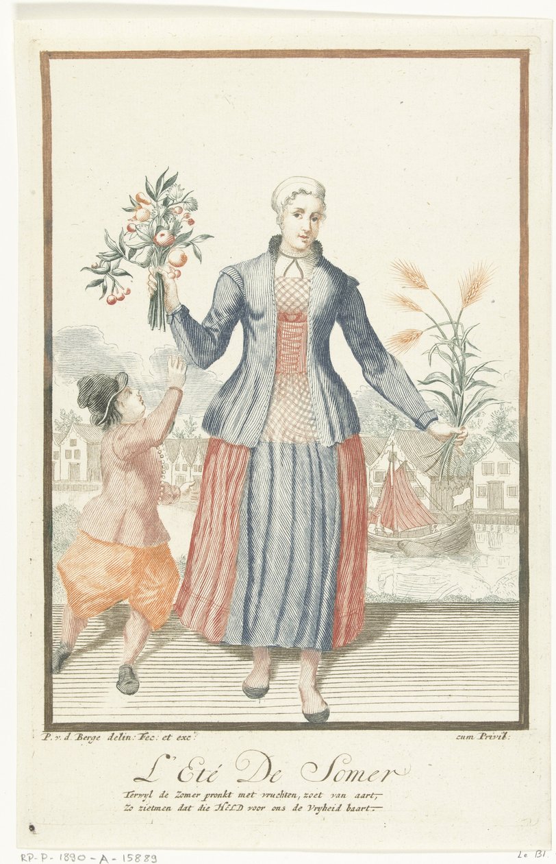 Ung kvinne med frukt og korn L'Eté / De Somer (tittel på objekt) De fire sesongene (serietittel) av Pieter van den Berge