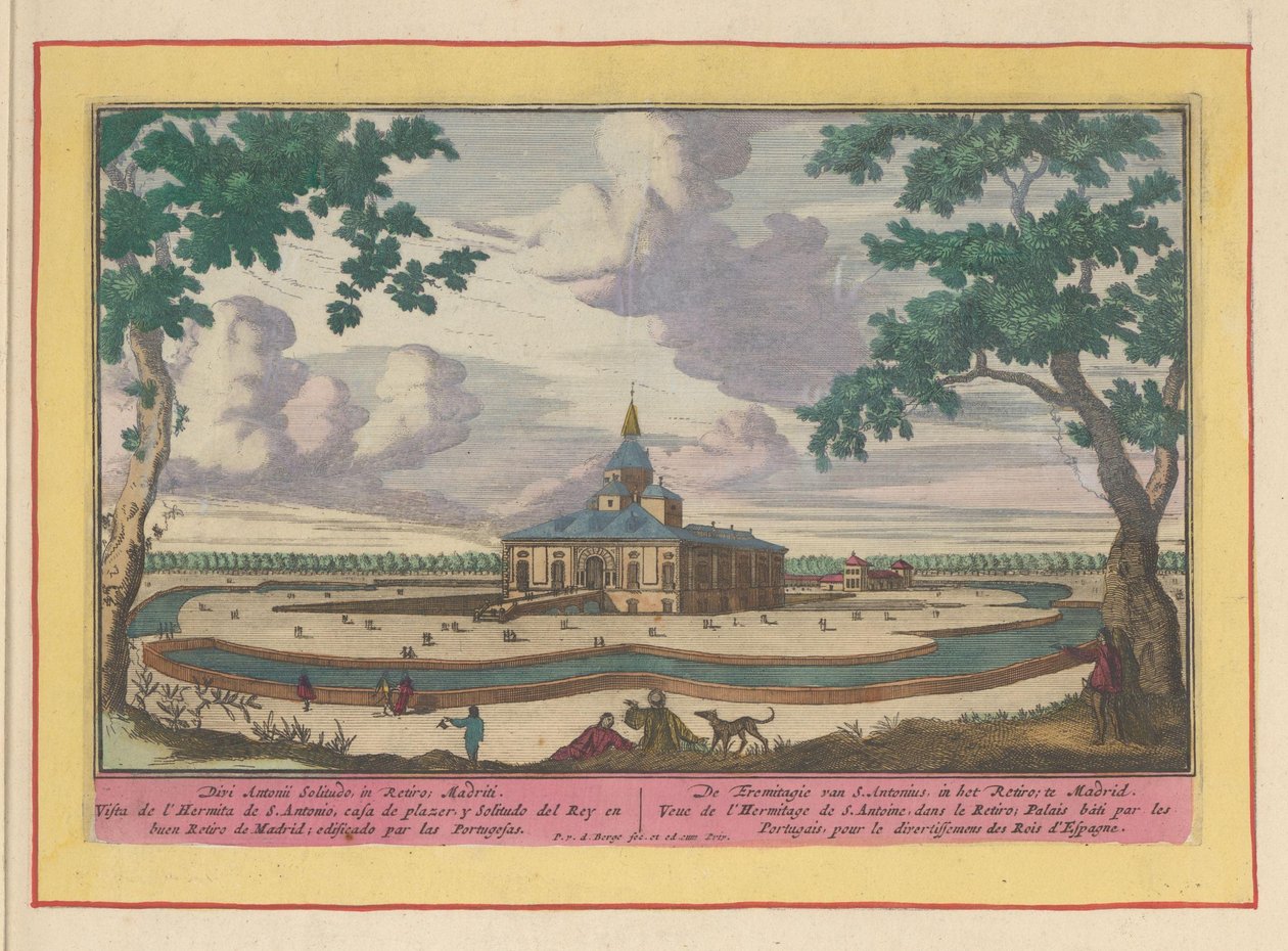Saint Anthony-kirken i hagen til Palacio del Buen Retiro i Madrid Eremitagy av S. Antonius, i Retiro; i Madrid (tittel på objekt) Theatrum Hispaniae (...) (serietittel) av Pieter van den Berge