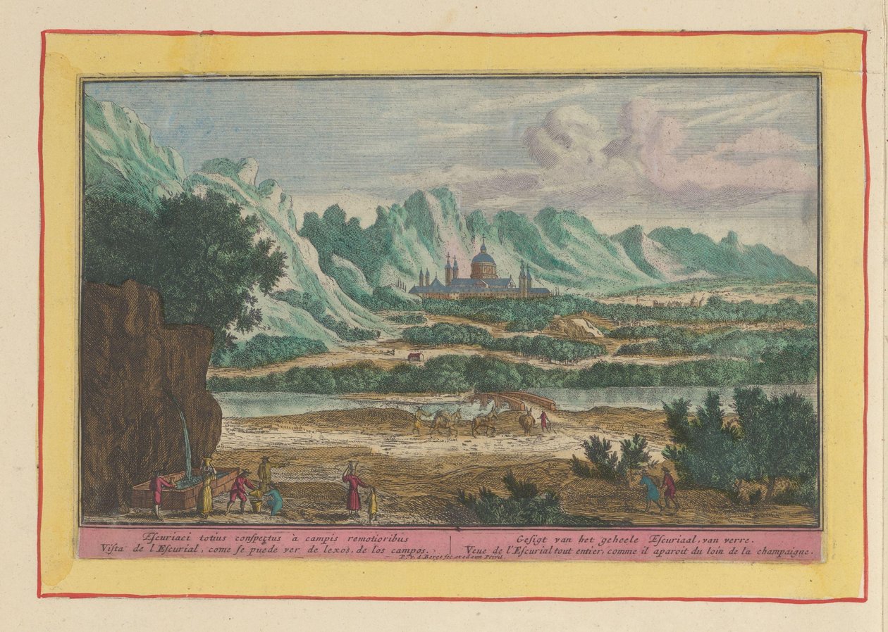 Landskap med Escorial Gesigt av hele Escorial, langveis fra (tittel på objekt) Theatrum Hispaniae (...) (serietittel) av Pieter van den Berge