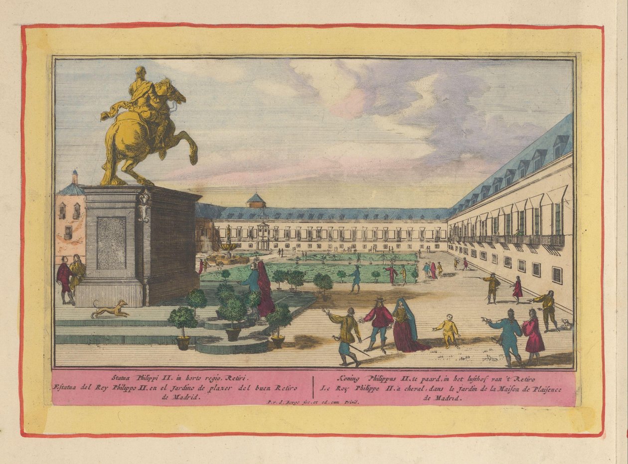Rytterstatue av Philip II i Madrid Kong Filip II på hesteryggen, i lysthagen til 