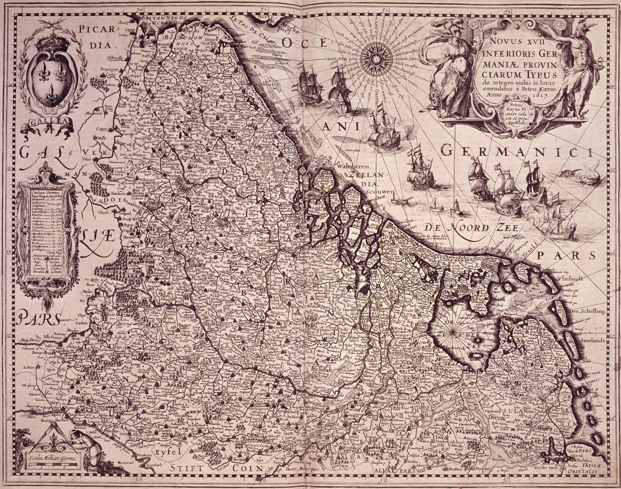 Kart over provinsen United Netherlands (gravering) av Pieter van den Keere