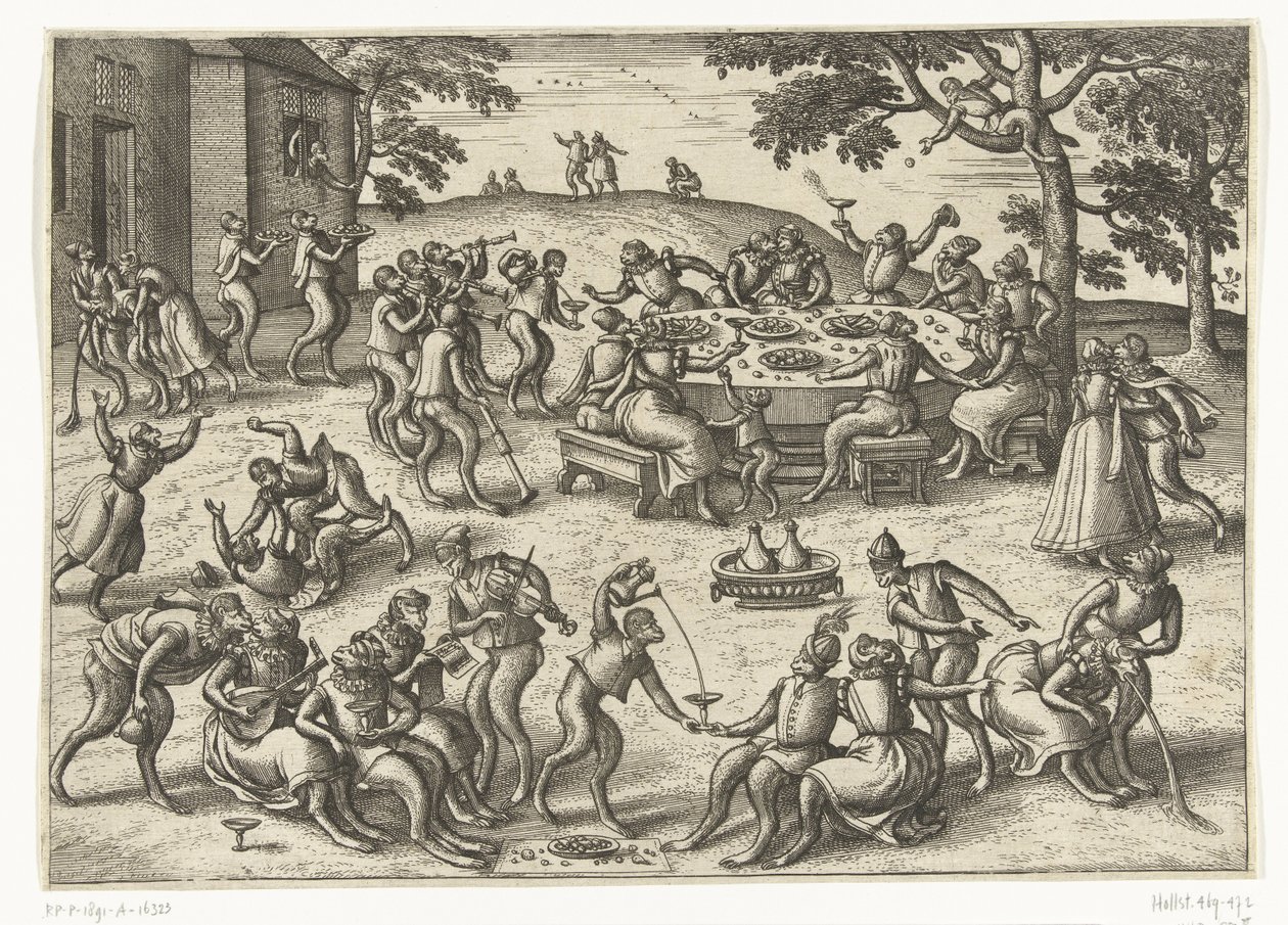 Utendørs bankett Monkey-spill (serietittel) av Pieter van der Borcht (I)