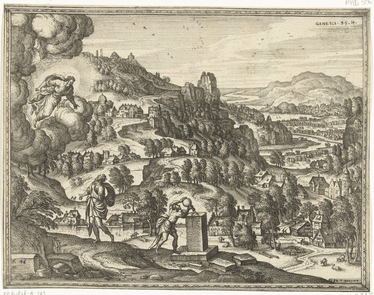 Gud velsigner Jakob og kaller ham Israel Bilder og scener fra Bibelen (serietittel) av Pieter van der Borcht (I)