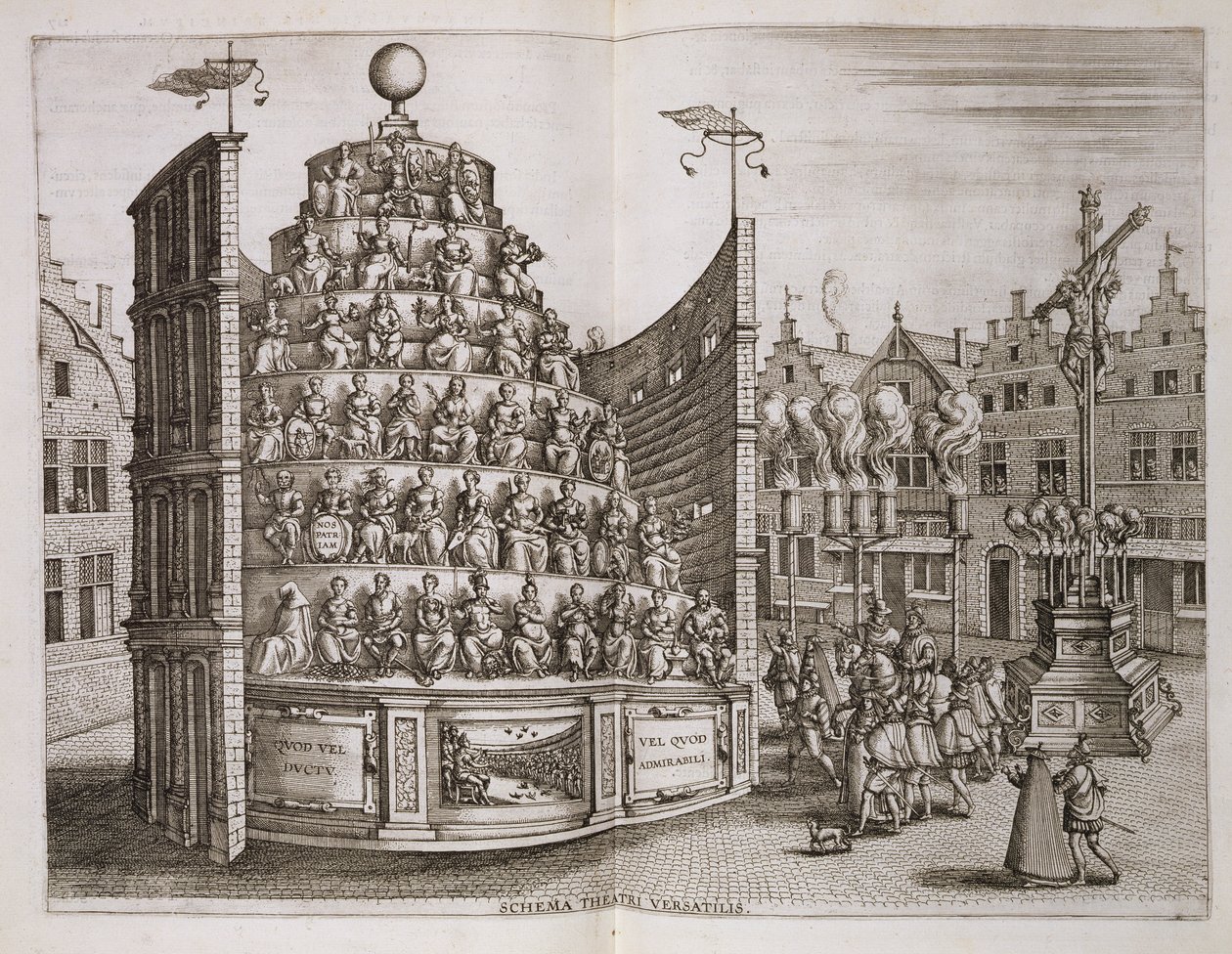 Illustrasjon som viser et bevegelig teater, fra 