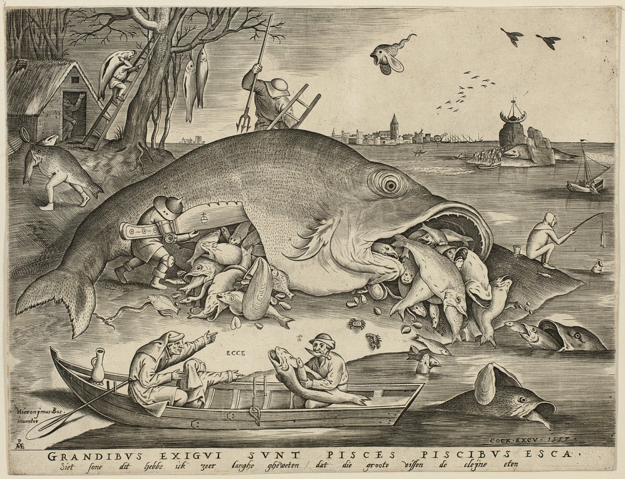 Stor fisk Spis liten fisk av Pieter van der Heyden
