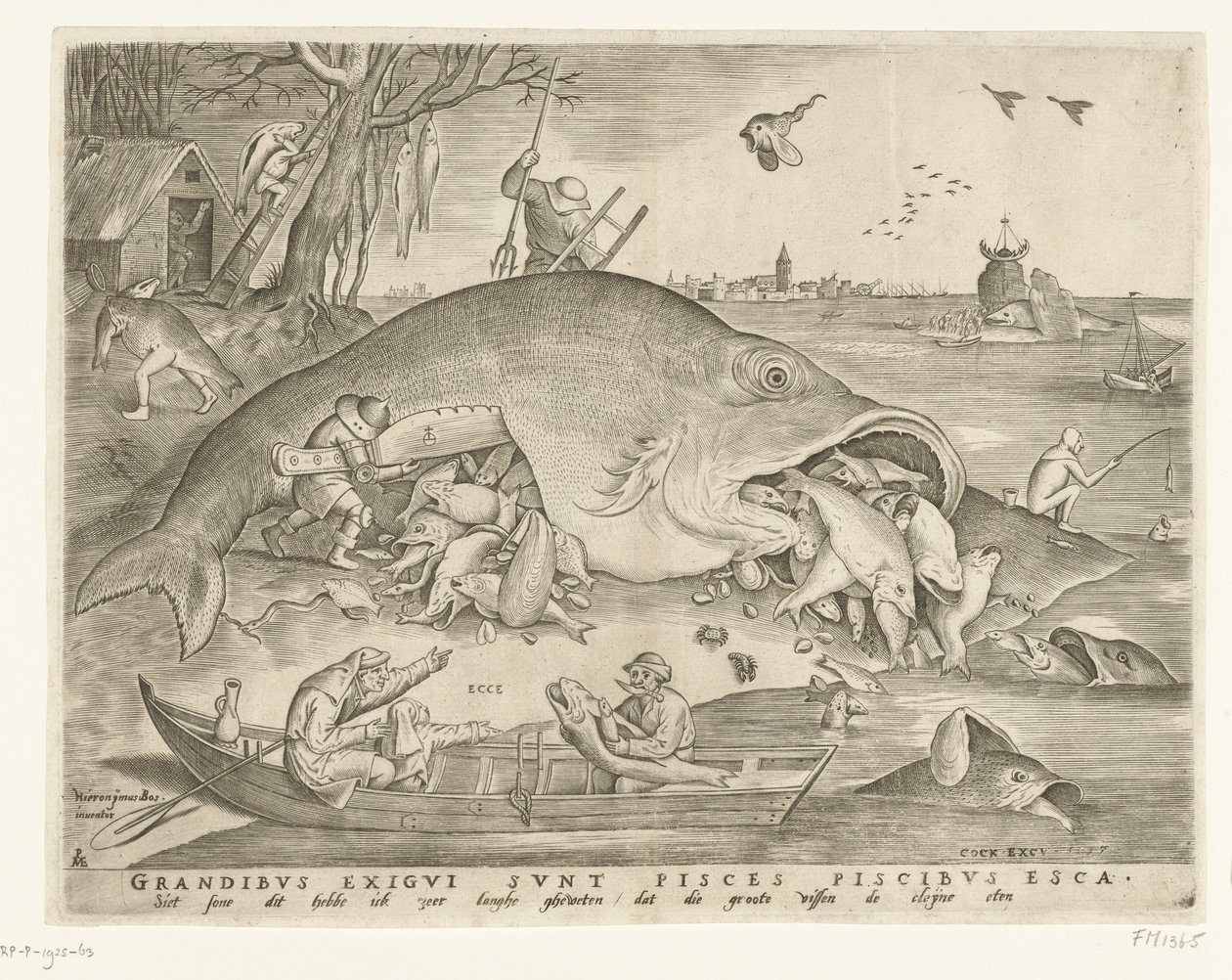 Big Fish Swallow Small Fish Den store fisken spiser den lille fisken av Pieter van der Heyden