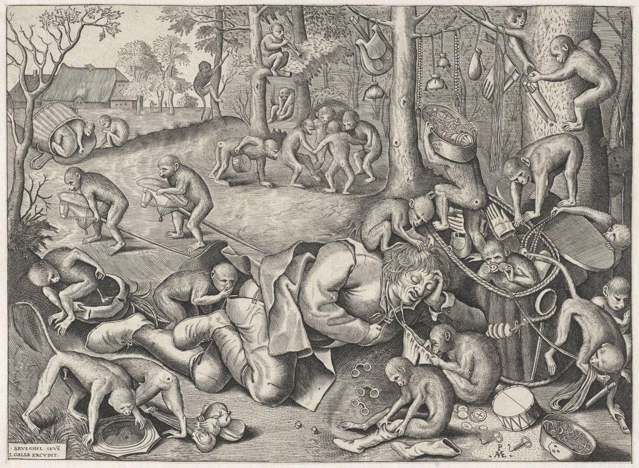 kjøpmann ranet av aper av Pieter van der Heyden