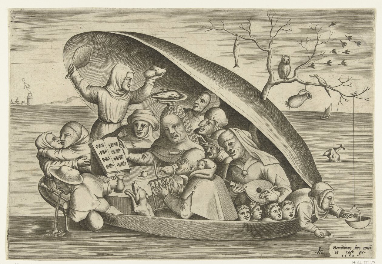 Musikere i et blåskjellskall av Pieter van der Heyden