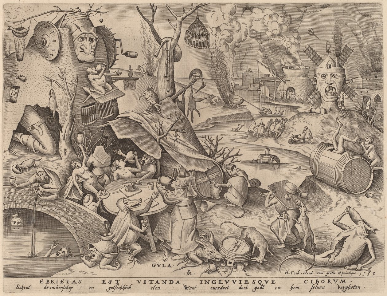 fråtsing av Pieter van der Heyden after Pieter Bruegel the Elder