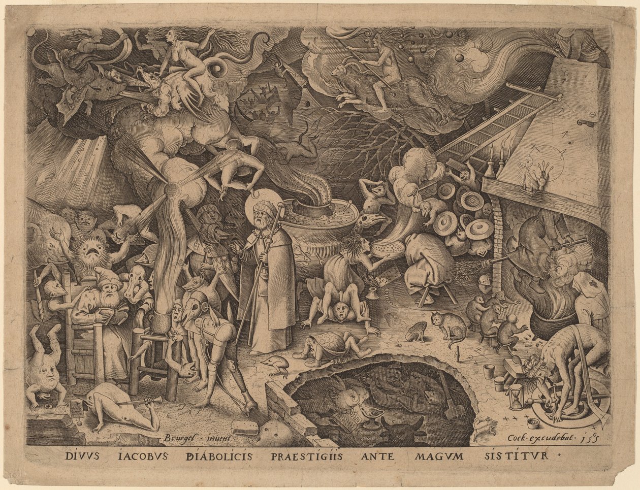Saint James og magikeren Hermogenes av Pieter van der Heyden after Pieter Bruegel the Elder