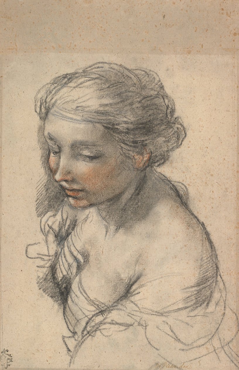 Byste av en ung kvinne svingt til venstre, 1637 av Pietro da Cortona