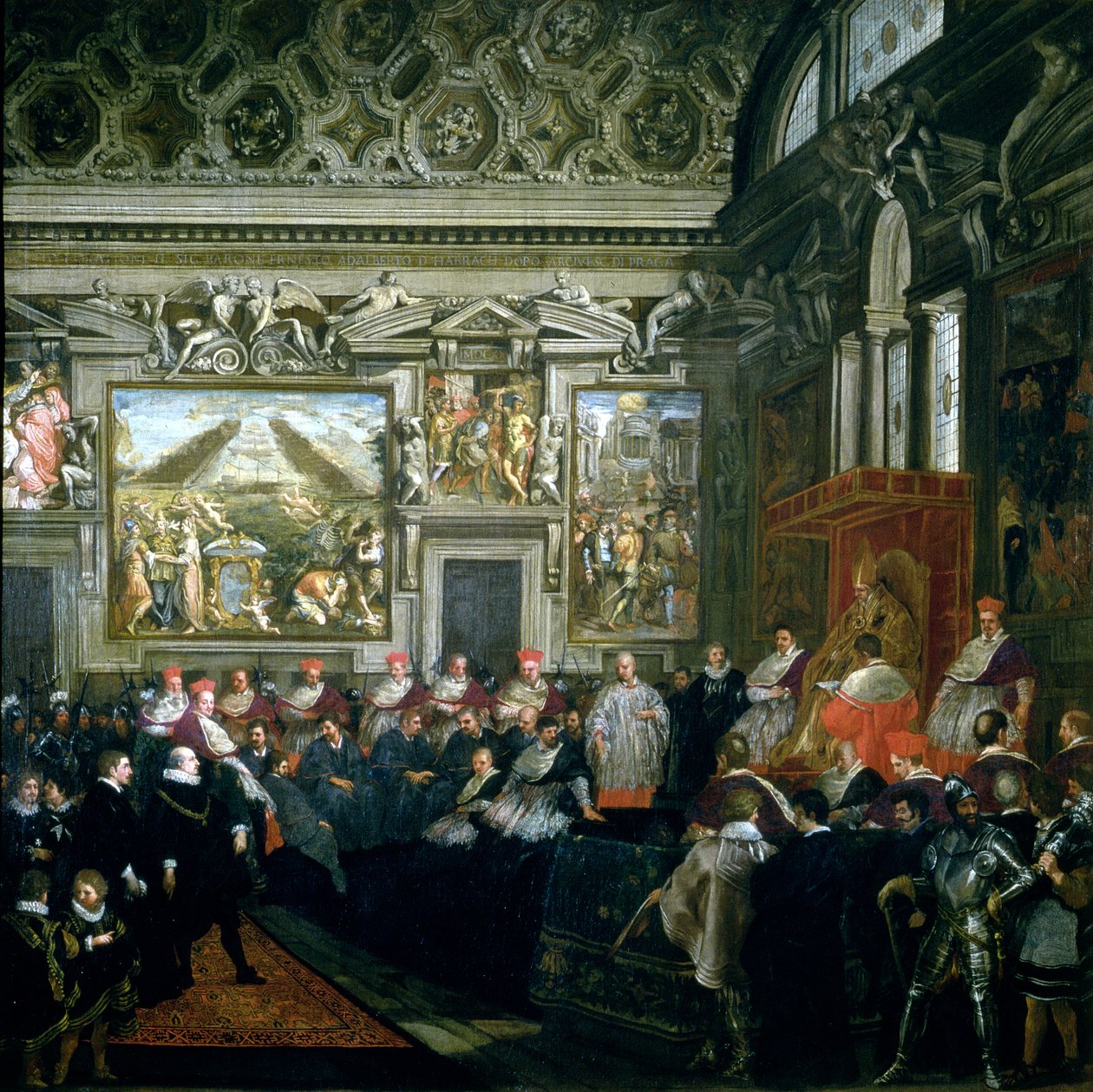 Pave Paul V (1522-1621) med et publikum, 1620 av Pietro da Cortona