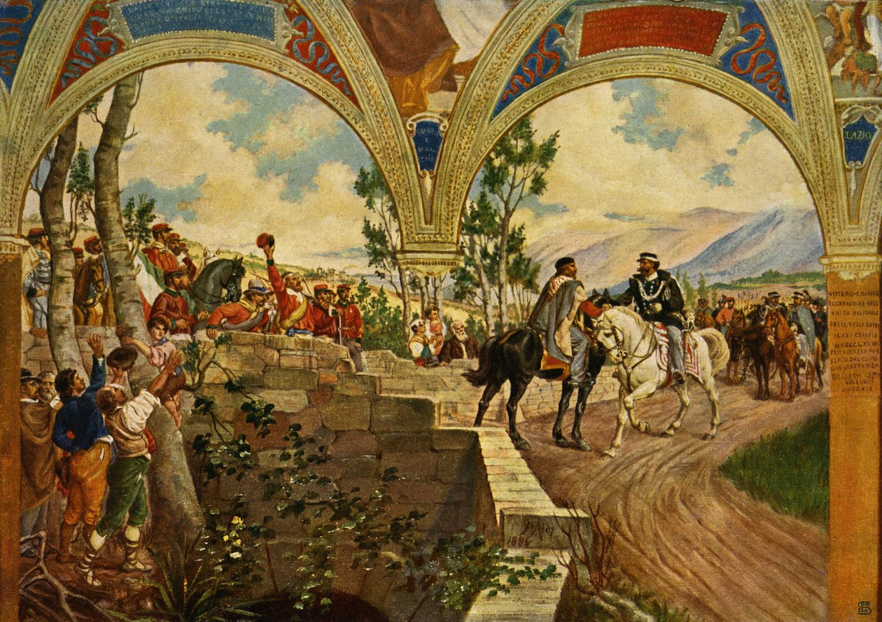 Giuseppe Garibaldi og kong Victor Emanuel II av Italia - av Pietro Aldi