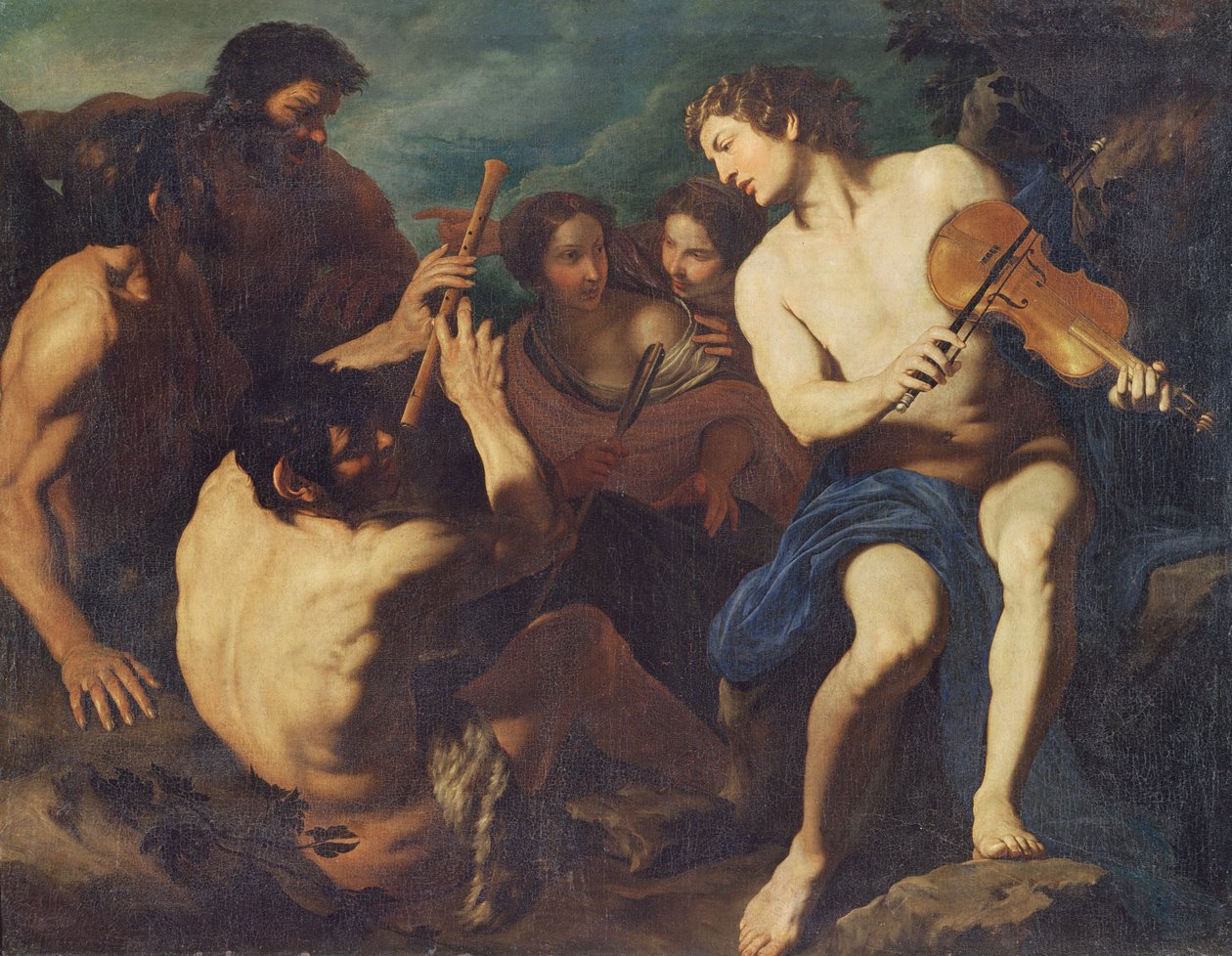 Musikalsk duell mellom Apollo og Marsyas av Pietro Novelli