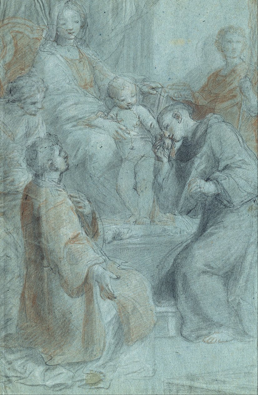 Madonna og Child Enroned with Saints Lawrence, Anthony of Padua, Praxedes og Venantius av Pietro De Pietri