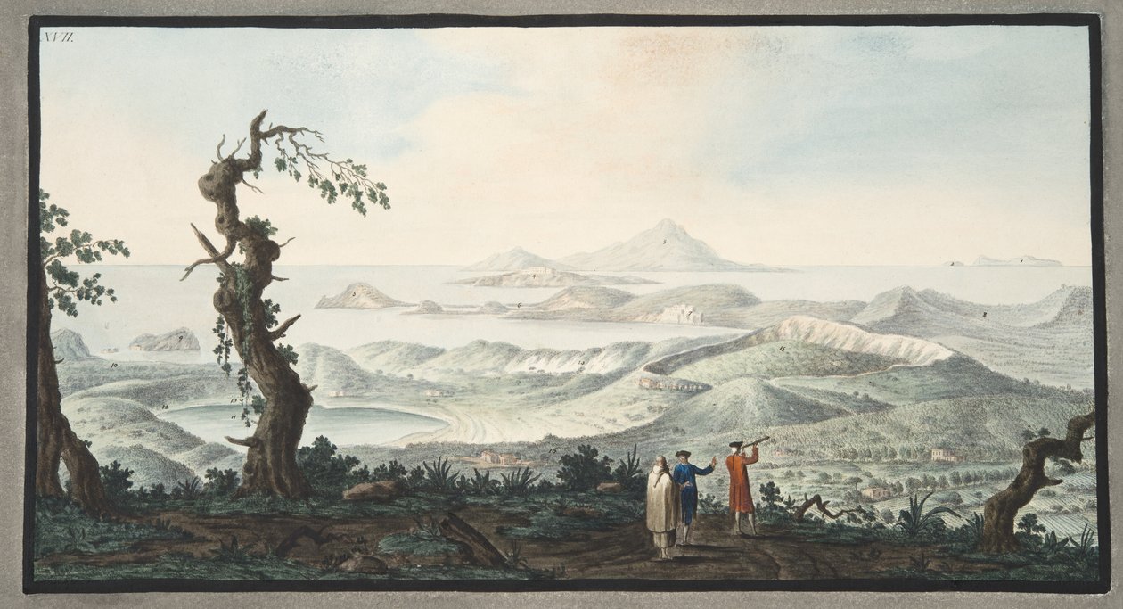 Et fugleperspektiv fra klosteret i Camalpoli, plate XVII, fra 
