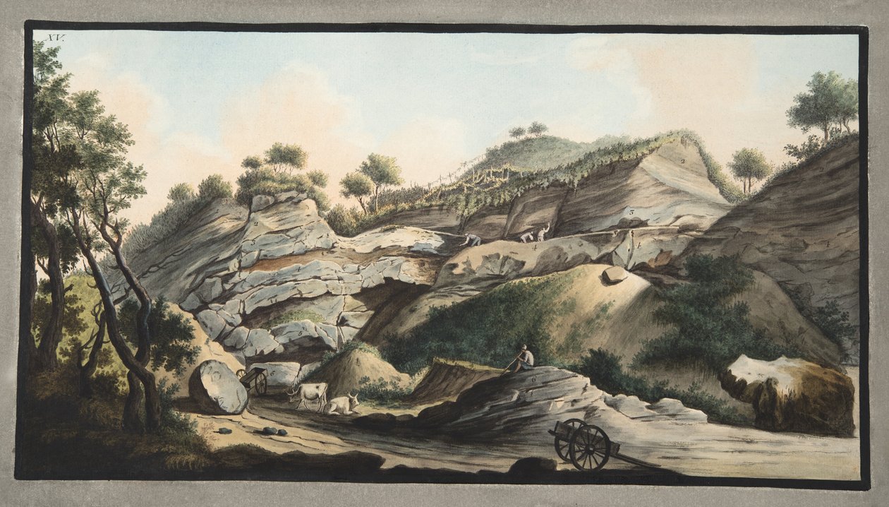 En del av kjeglen til fjellet Somma, plate 15 fra 