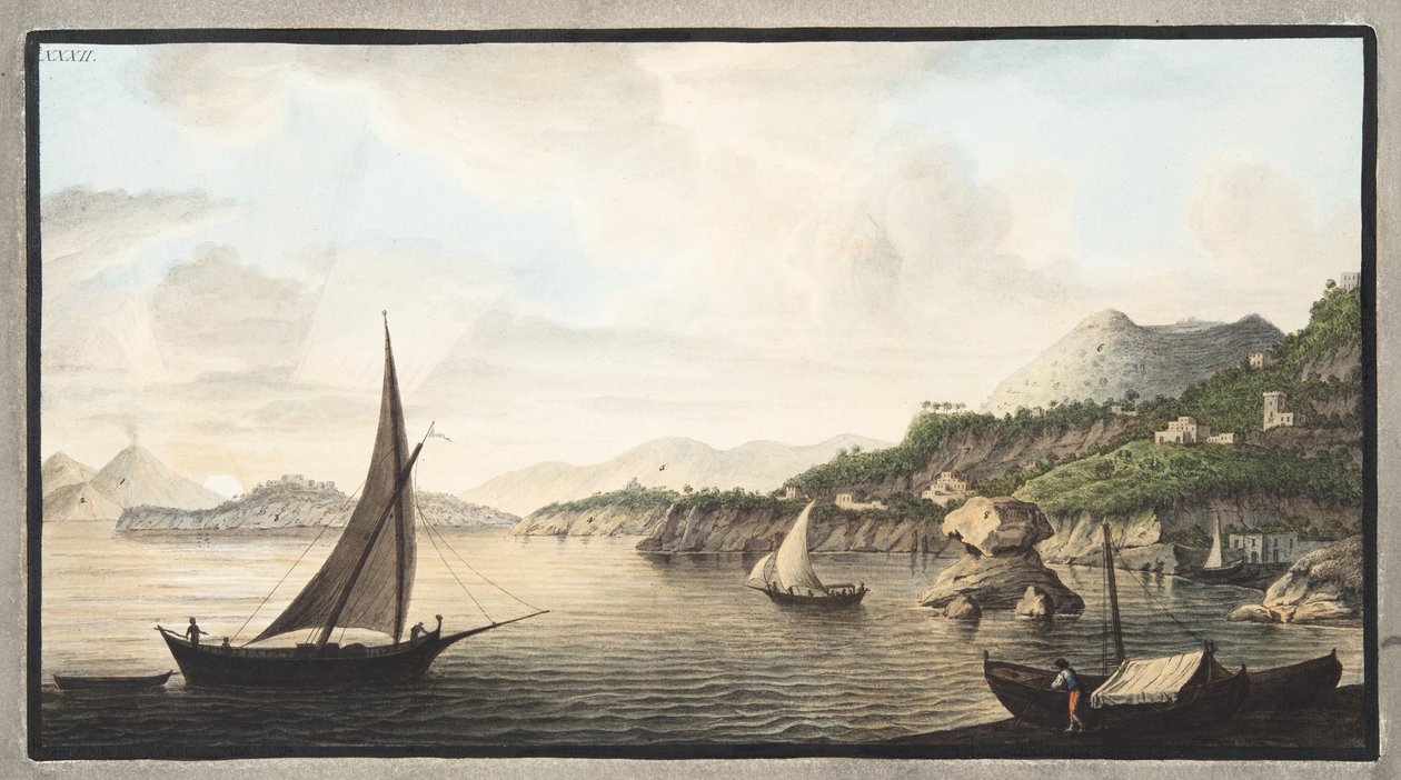 Utsikt over en del av øya Ischia kalt Lacco, plate XXXII, fra 