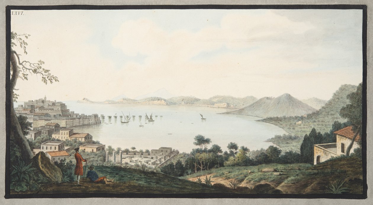 Utsikt over den italienske kysten fra nær Puzzoli, plate 26 fra Campi Phlegraei: Observations of the Volcanoes of the Two Sicilies