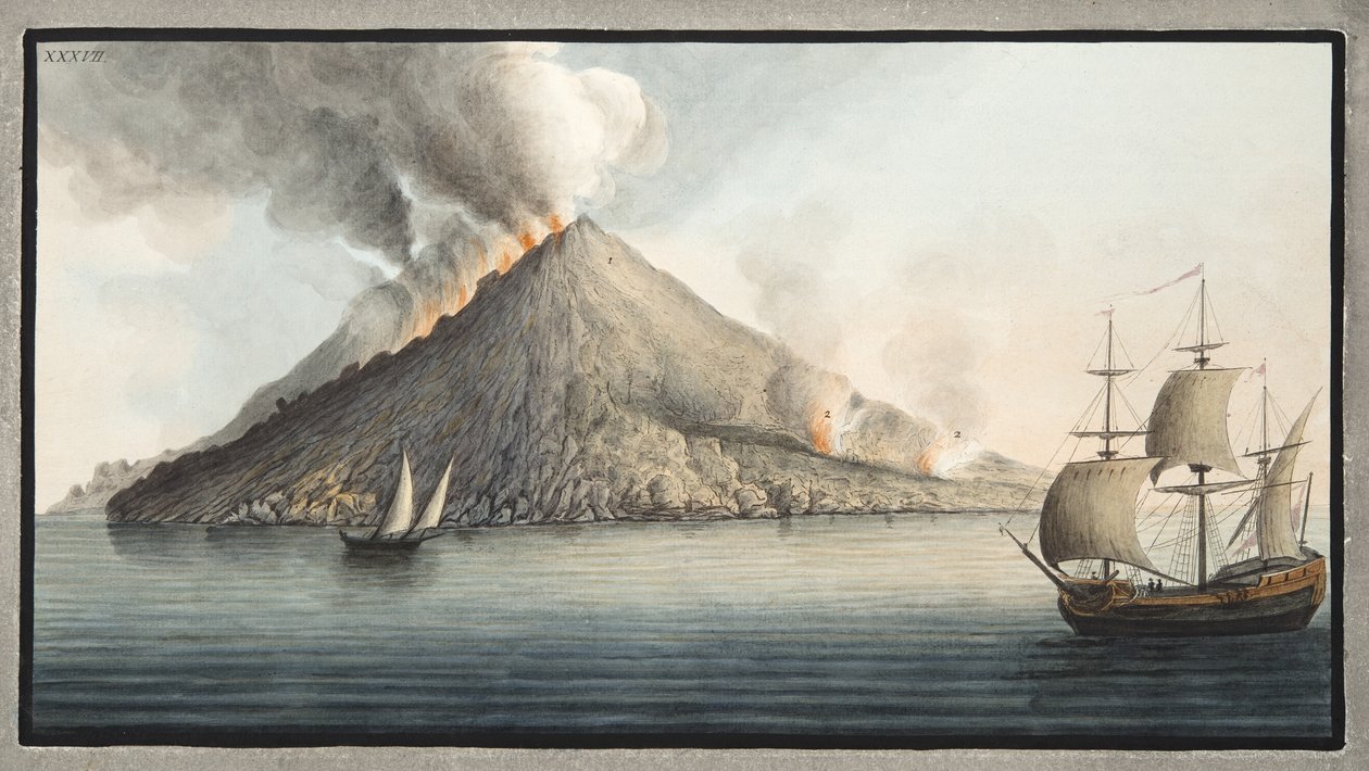 Utsikt over øya Stromboli tatt av Monsieur Fabris, plate XXXVII, fra 