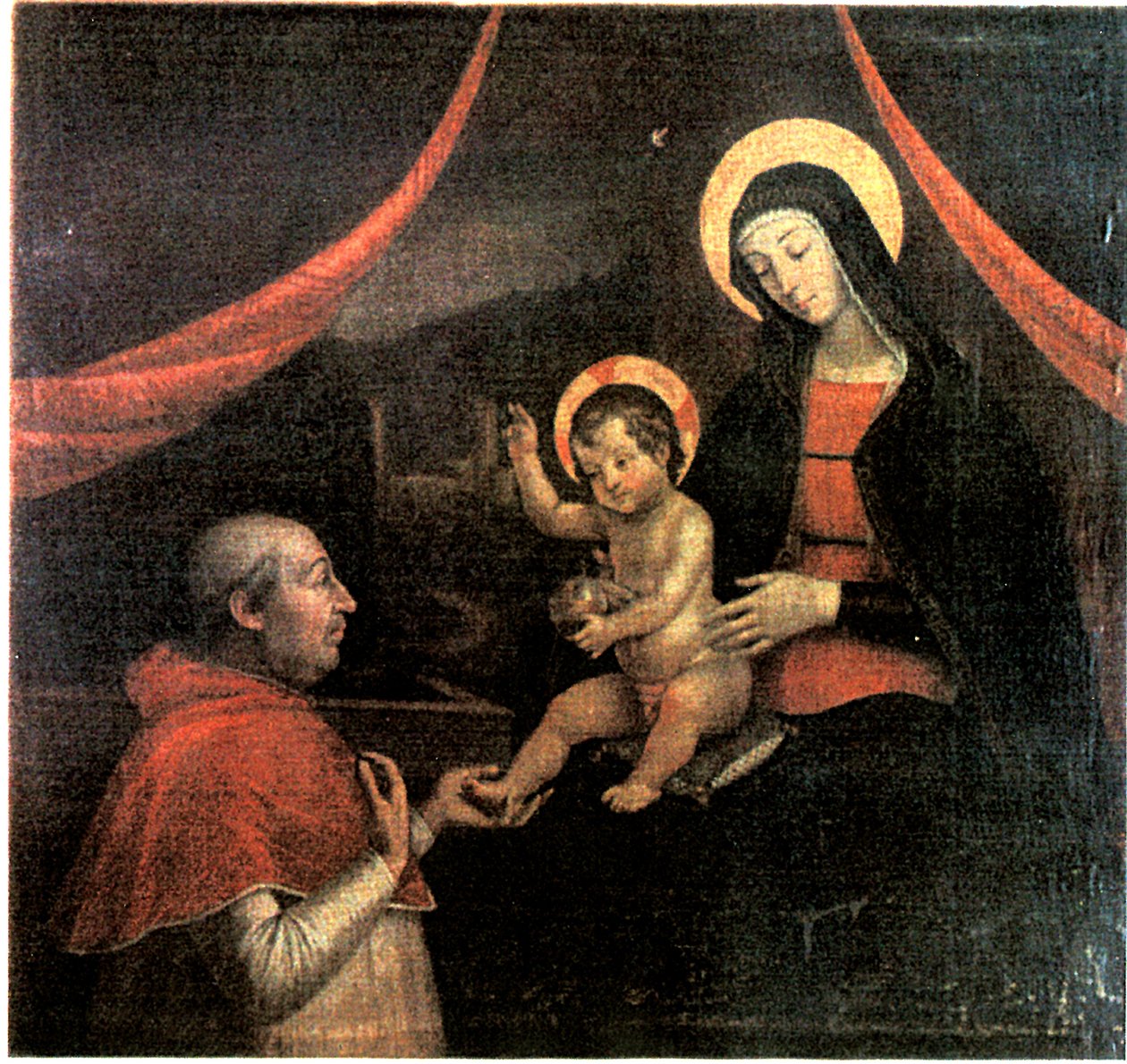 Alexander VI knelende foran Madonnaen av Pietro Facettio