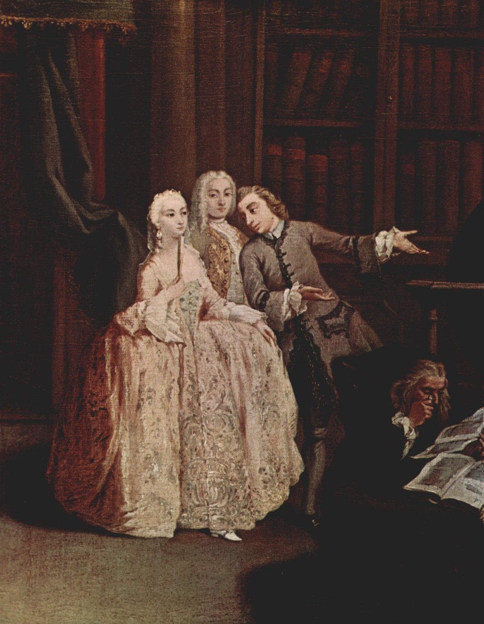 Besøk på biblioteket av Pietro Longhi