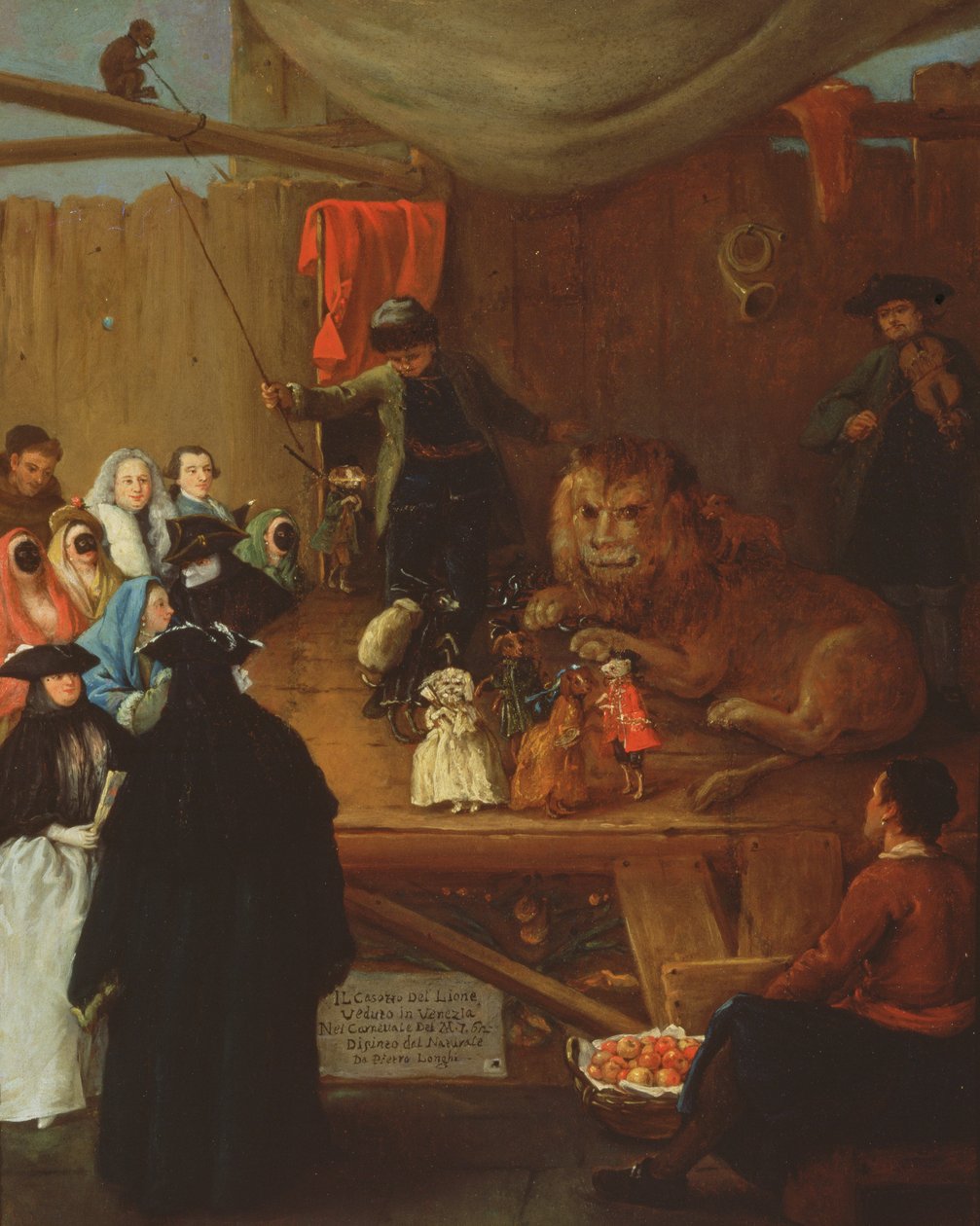 The Lions Cage, som sett i Venezia i karnevalet i 1765 av Pietro Longhi